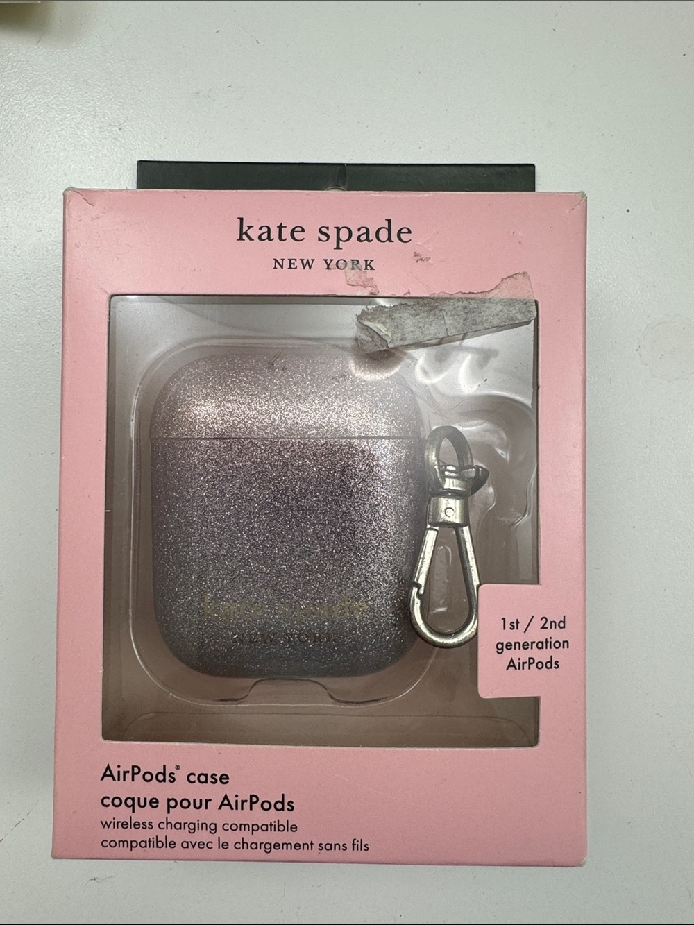 kate spade Glitter AirPods Case - Rose Gold Pink